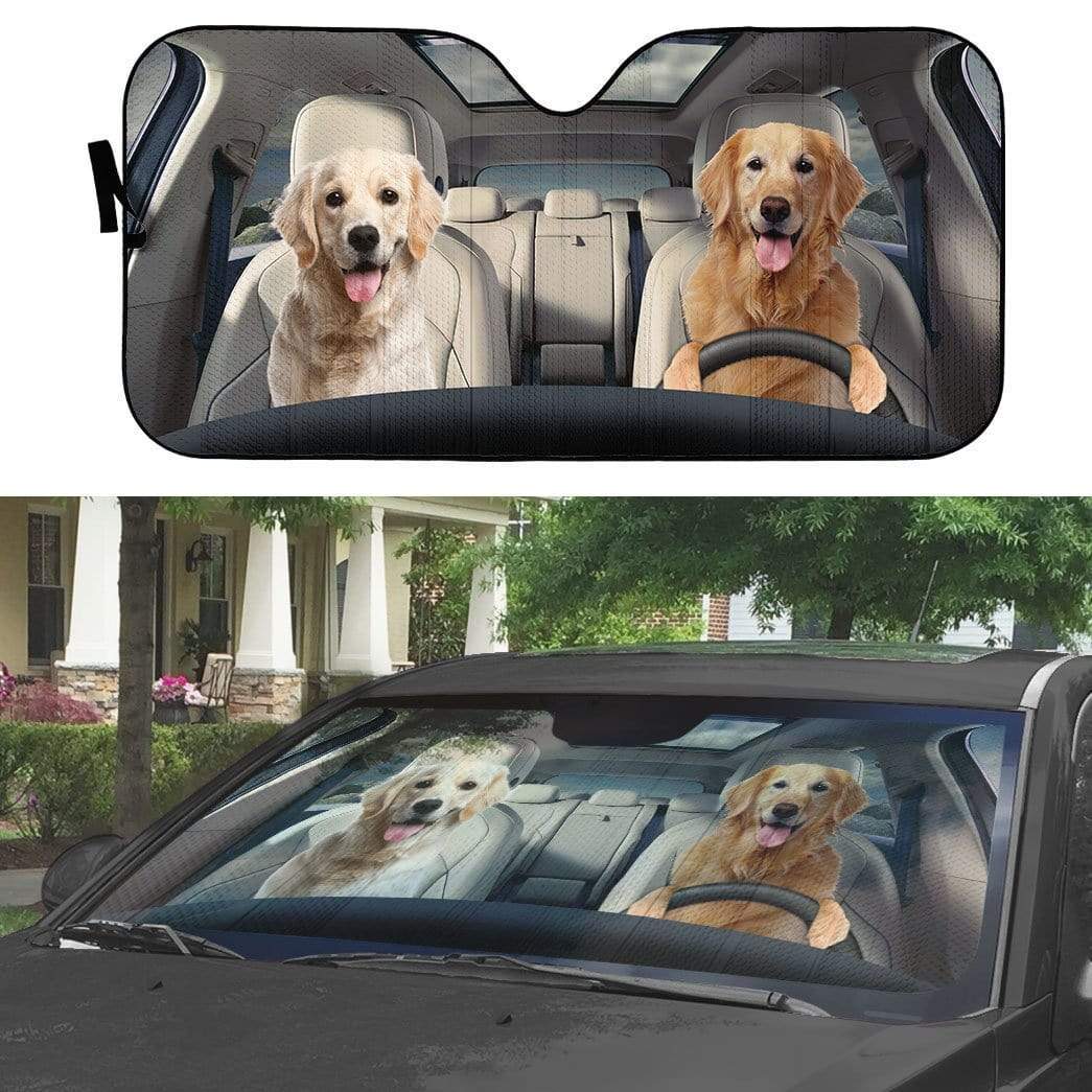 Gearhumans 3D Golden Retriever Custom Car Auto Sunshade