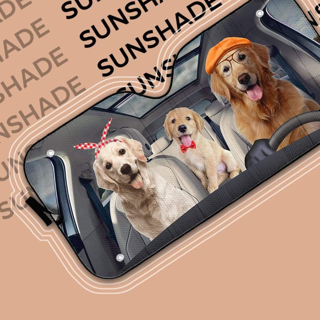 Gearhumans 3D Golden Retriever Dogs Custom Car Auto Sunshade