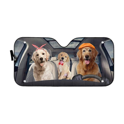 Gearhumans 3D Golden Retriever Dogs Custom Car Auto Sunshade