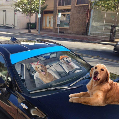 Gearhumans 3D Golden Retriever Family Dog Custom Car Auto Sunshade