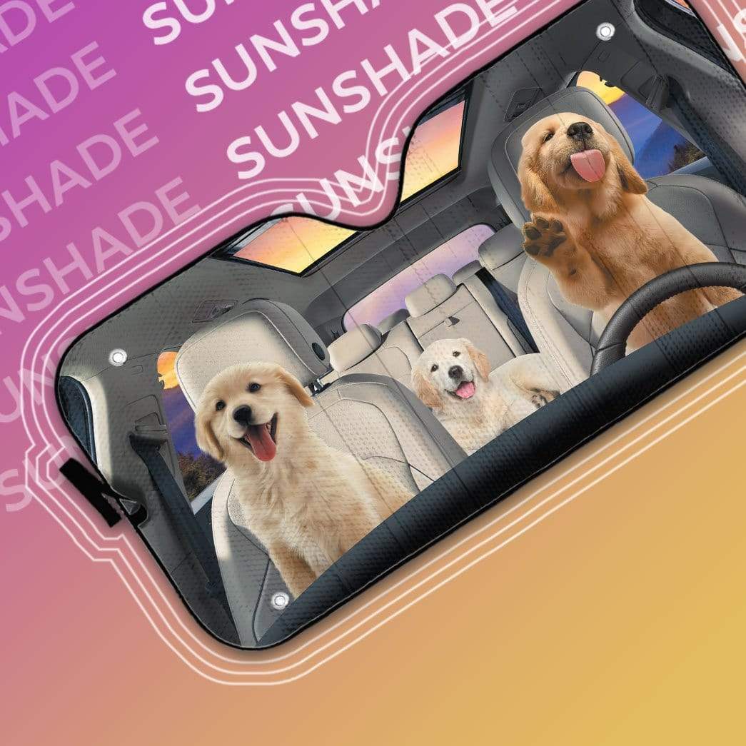 Gearhumans 3D Golden Retriever Puppy Car Auto Sunshade