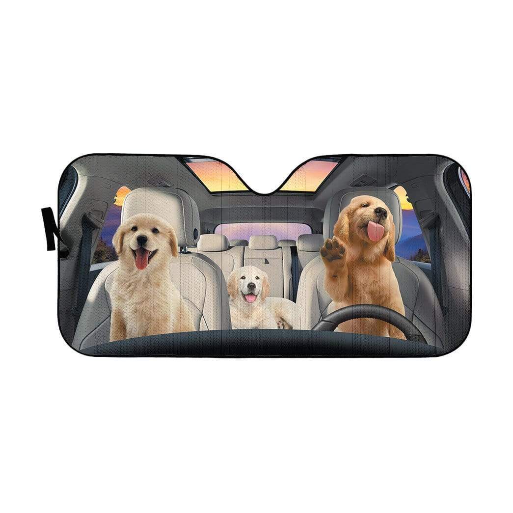 Gearhumans 3D Golden Retriever Puppy Car Auto Sunshade