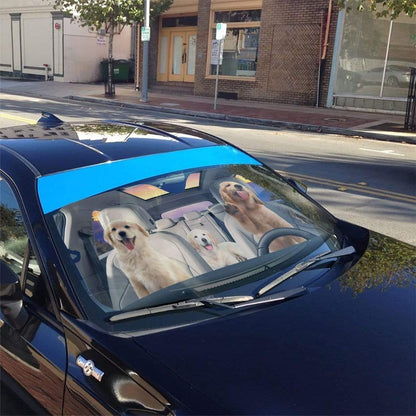 Gearhumans 3D Golden Retriever Puppy Car Auto Sunshade