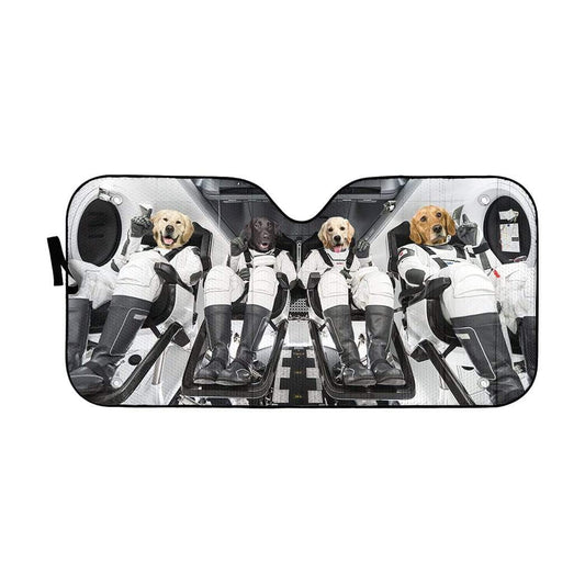 Gearhumans 3D Golden Retriever Space X Custom Car Auto Sunshade