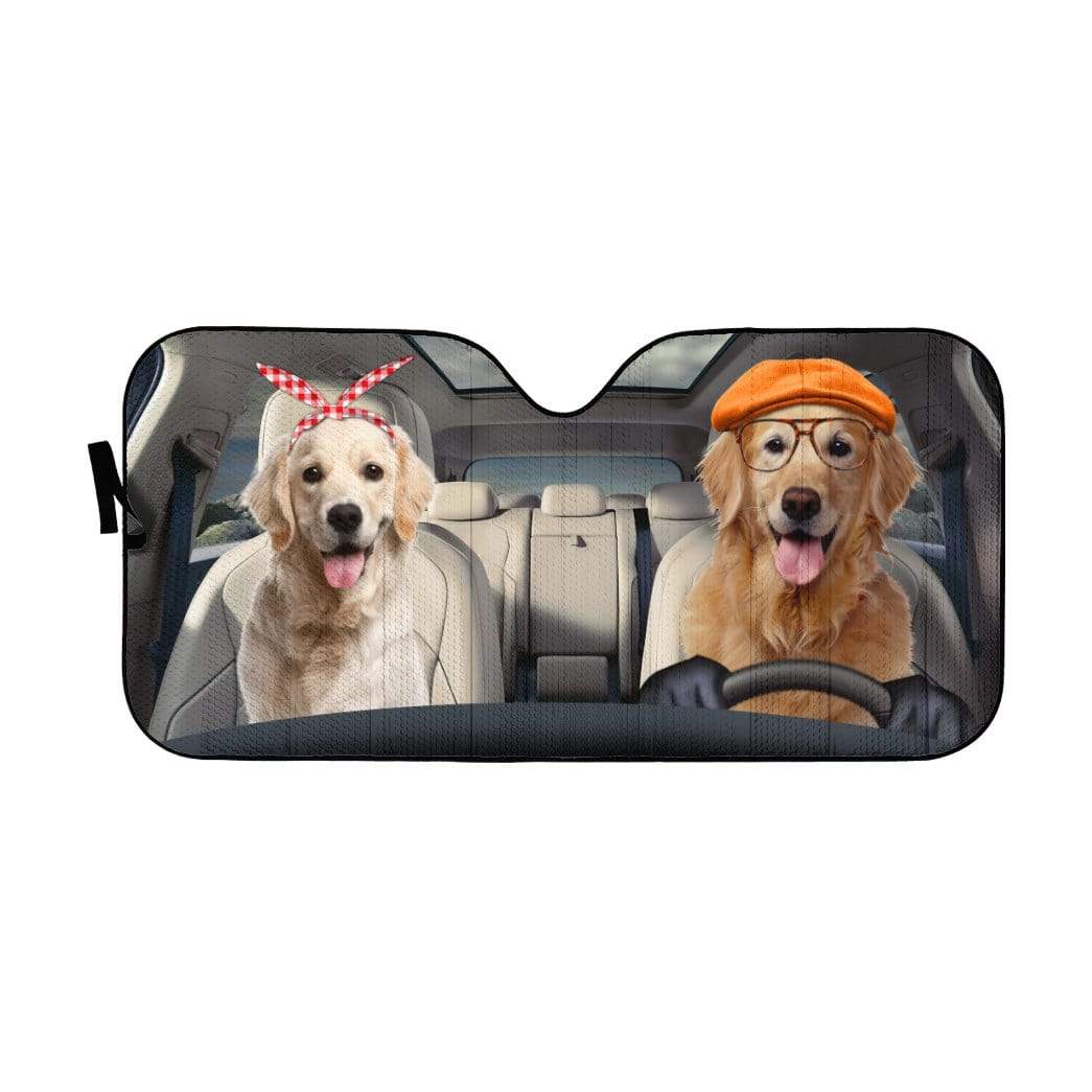 Gearhumans 3D Golden Retrievers Family Dog Custom Car Auto Sunshade