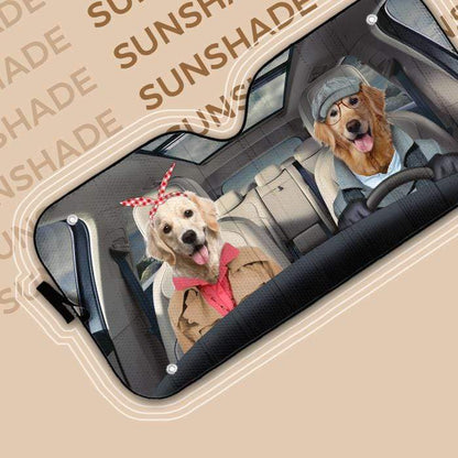 Gearhumans 3D Golden Retriver Custom Car Auto Sunshade