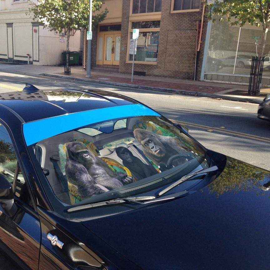 Gearhumans 3D Gorilla Family Custom Car Auto Sunshade