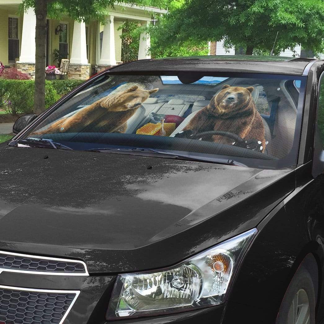 Gearhumans 3D Grizzly Bears Custom Car Auto Sunshade