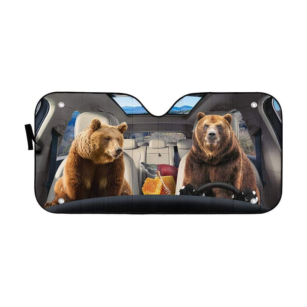 Gearhumans 3D Grizzly Bears Custom Car Auto Sunshade