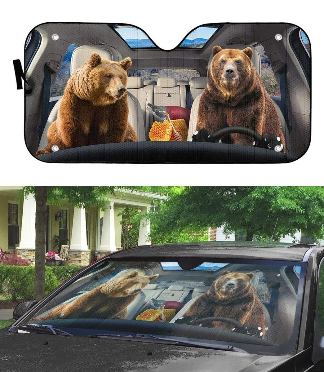 Gearhumans 3D Grizzly Bears Custom Car Auto Sunshade
