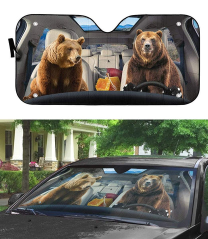Gearhumans 3D Grizzly Bears Custom Car Auto Sunshade