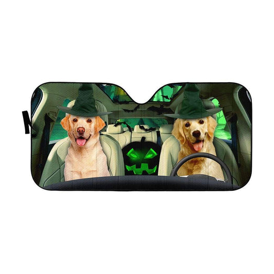 Gearhumans 3D Halloween Labrador Retriever Custom Car Auto Sunshade