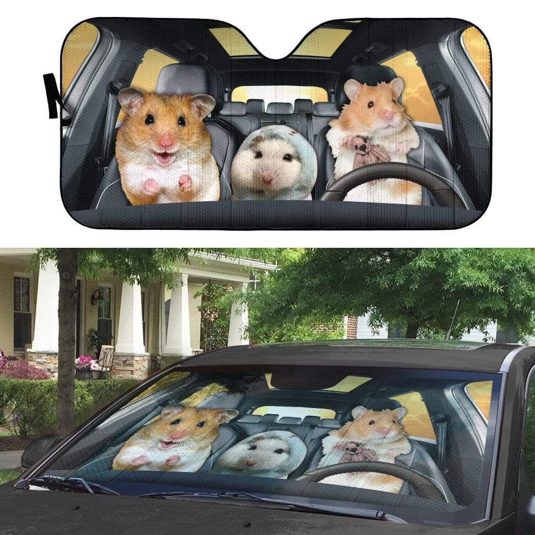 Gearhumans 3D Hamsters Family Custom Car Auto Sunshade