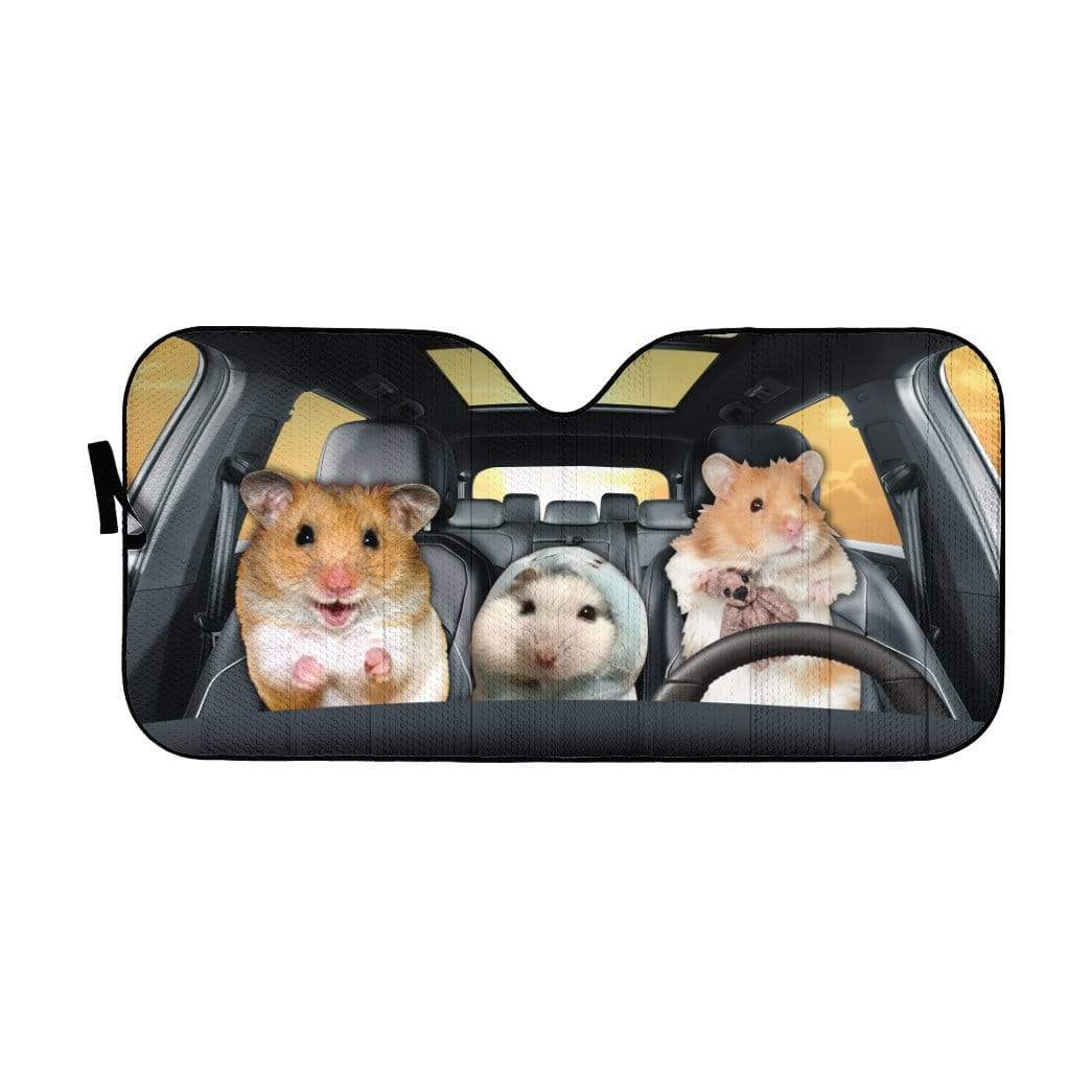 Gearhumans 3D Hamsters Family Custom Car Auto Sunshade