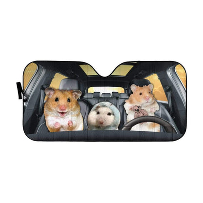 Gearhumans 3D Hamsters Family Custom Car Auto Sunshade