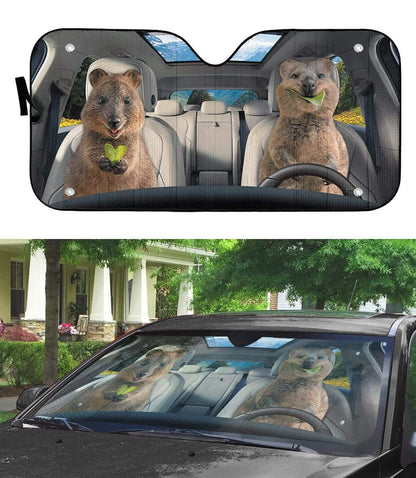 Gearhumans 3D Happy Quokka Custom Car Auto Sunshade
