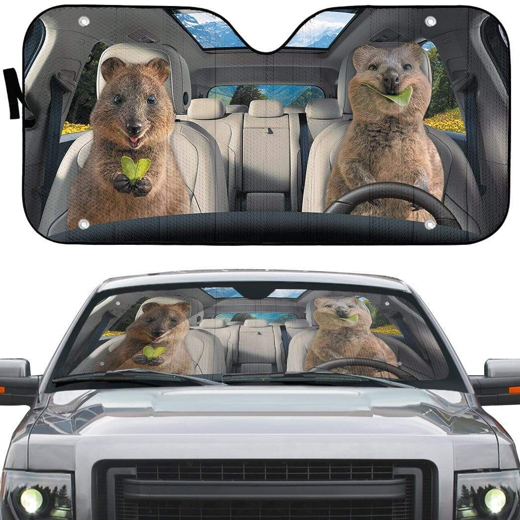 Gearhumans 3D Happy Quokka Custom Car Auto Sunshade
