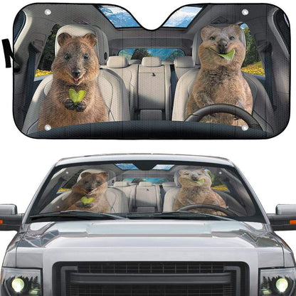 Gearhumans 3D Happy Quokka Custom Car Auto Sunshade