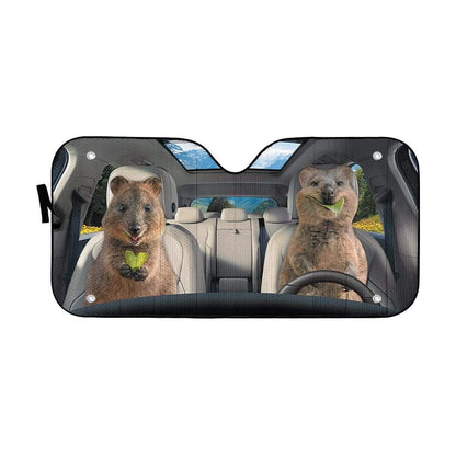Gearhumans 3D Happy Quokka Custom Car Auto Sunshade