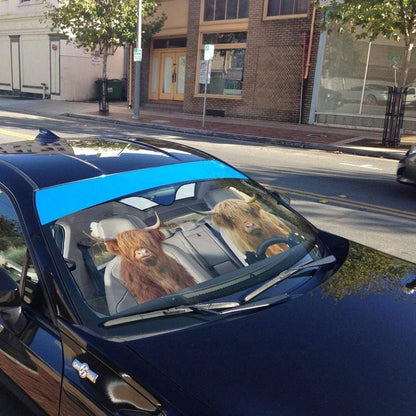 Gearhumans 3D Highland Cow Custom Car Auto Sunshade