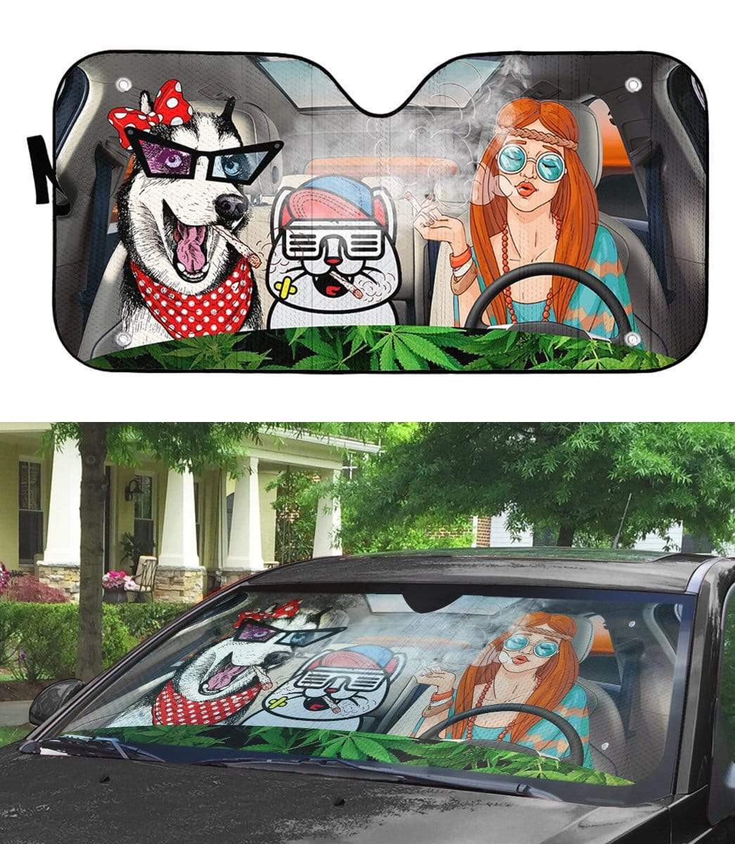 Gearhumans 3D Hippie Style Custom Car Auto Sunshade