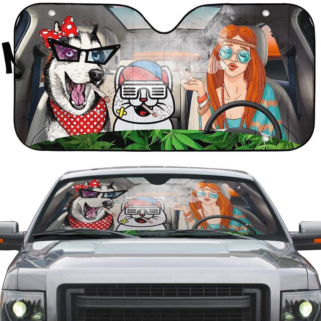 Gearhumans 3D Hippie Style Custom Car Auto Sunshade