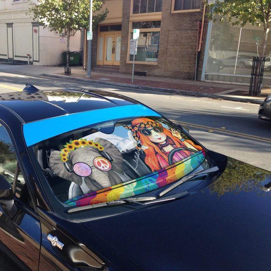 Gearhumans 3D Hippie Vibe Custom Car Auto Sunshade
