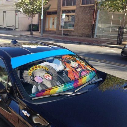 Gearhumans 3D Hippie Vibe Custom Car Auto Sunshade
