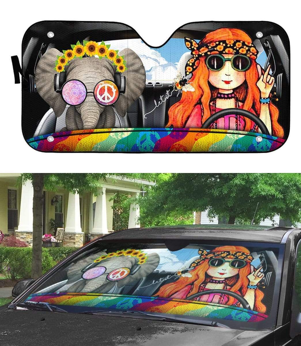 Gearhumans 3D Hippie Vibe Custom Car Auto Sunshade