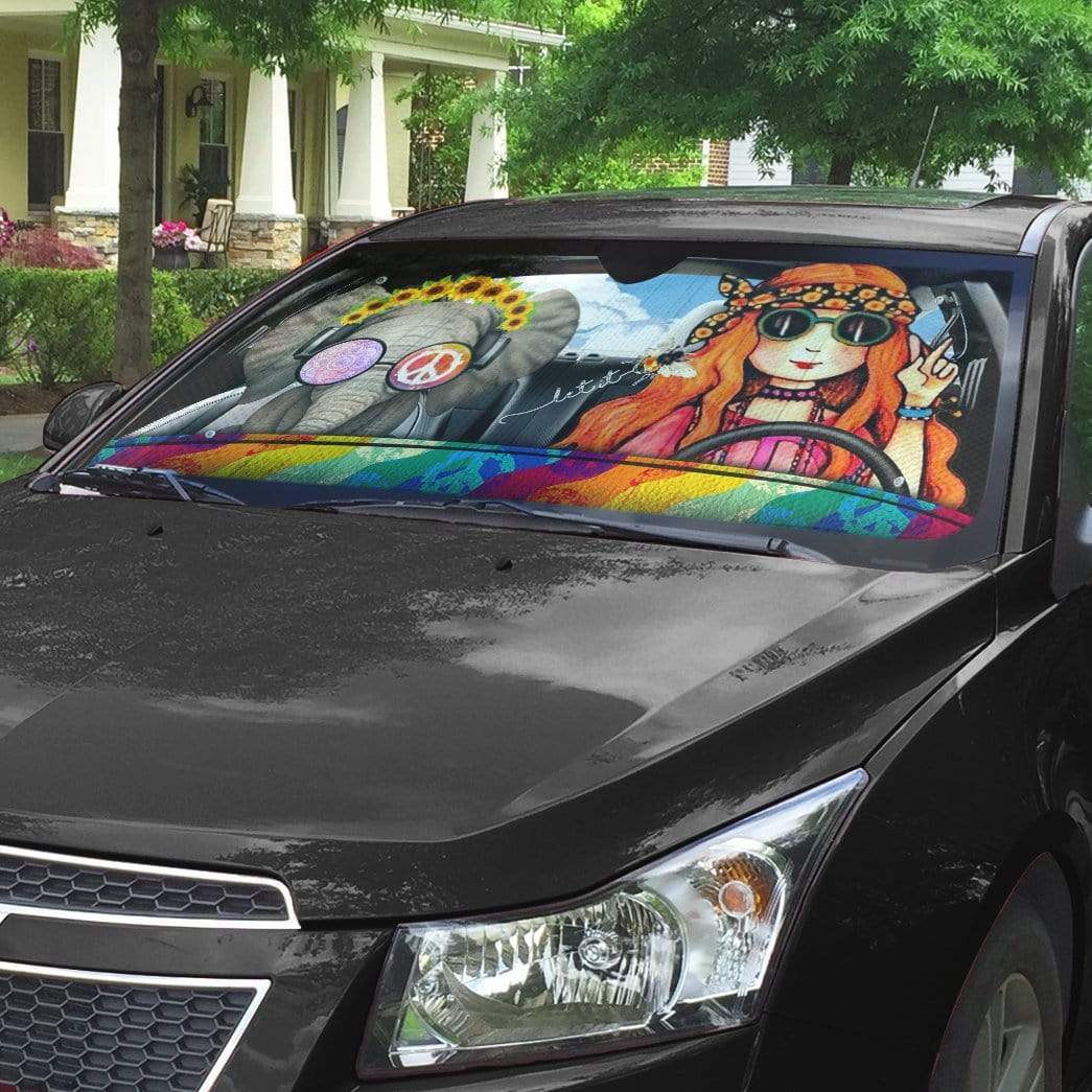 Gearhumans 3D Hippie Vibe Custom Car Auto Sunshade