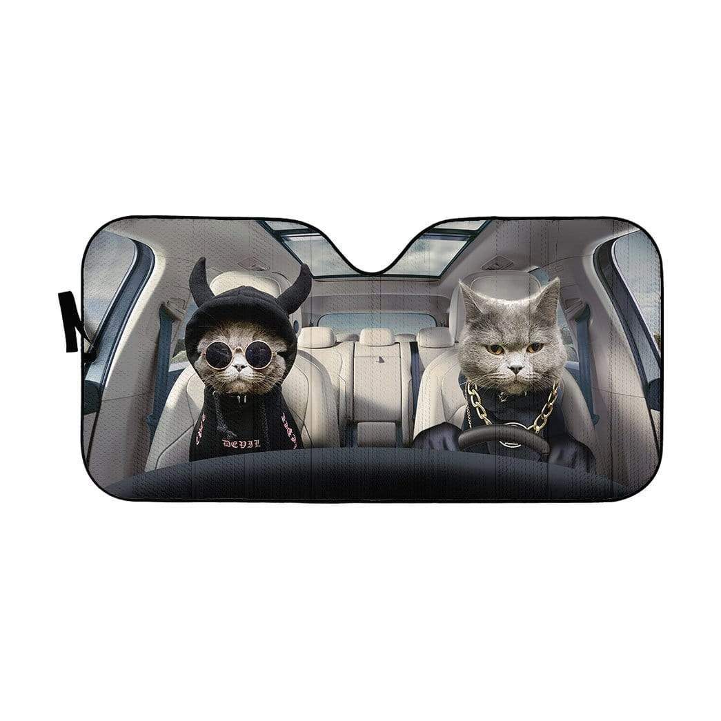 Gearhumans 3D Hoodie Chartreux Cats Custom Car Auto Sunshade