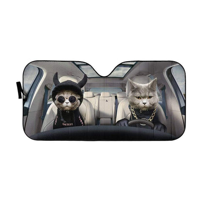 Gearhumans 3D Hoodie Chartreux Cats Custom Car Auto Sunshade