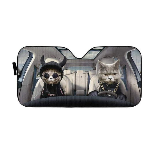 Gearhumans 3D Hoodie Chartreux Cats Custom Car Auto Sunshade