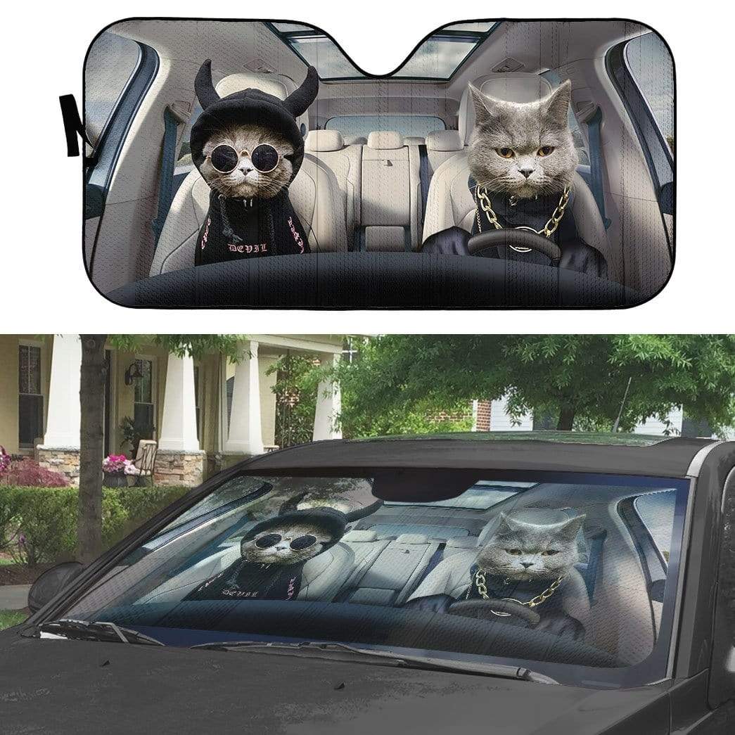 Gearhumans 3D Hoodie Chartreux Cats Custom Car Auto Sunshade