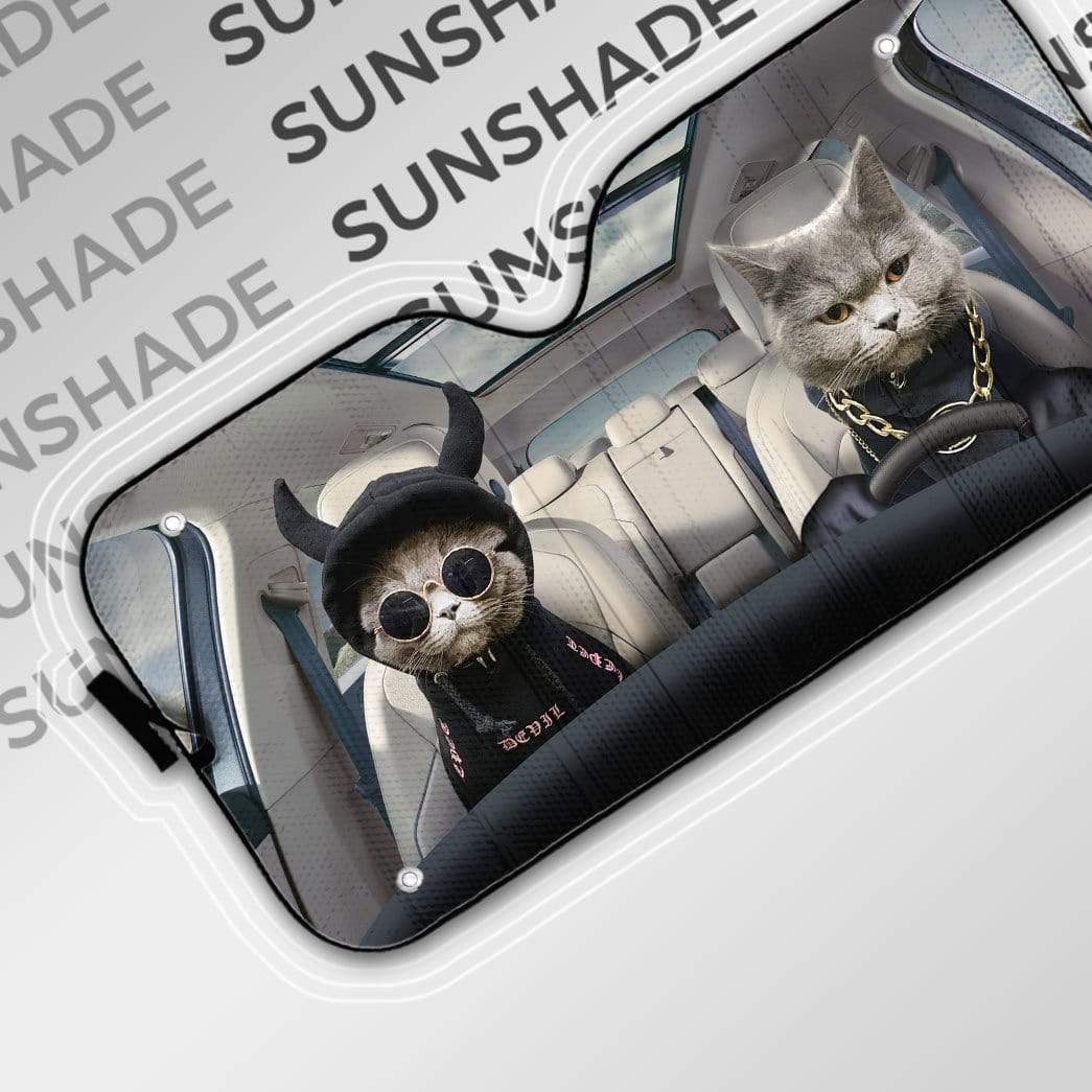 Gearhumans 3D Hoodie Chartreux Cats Custom Car Auto Sunshade