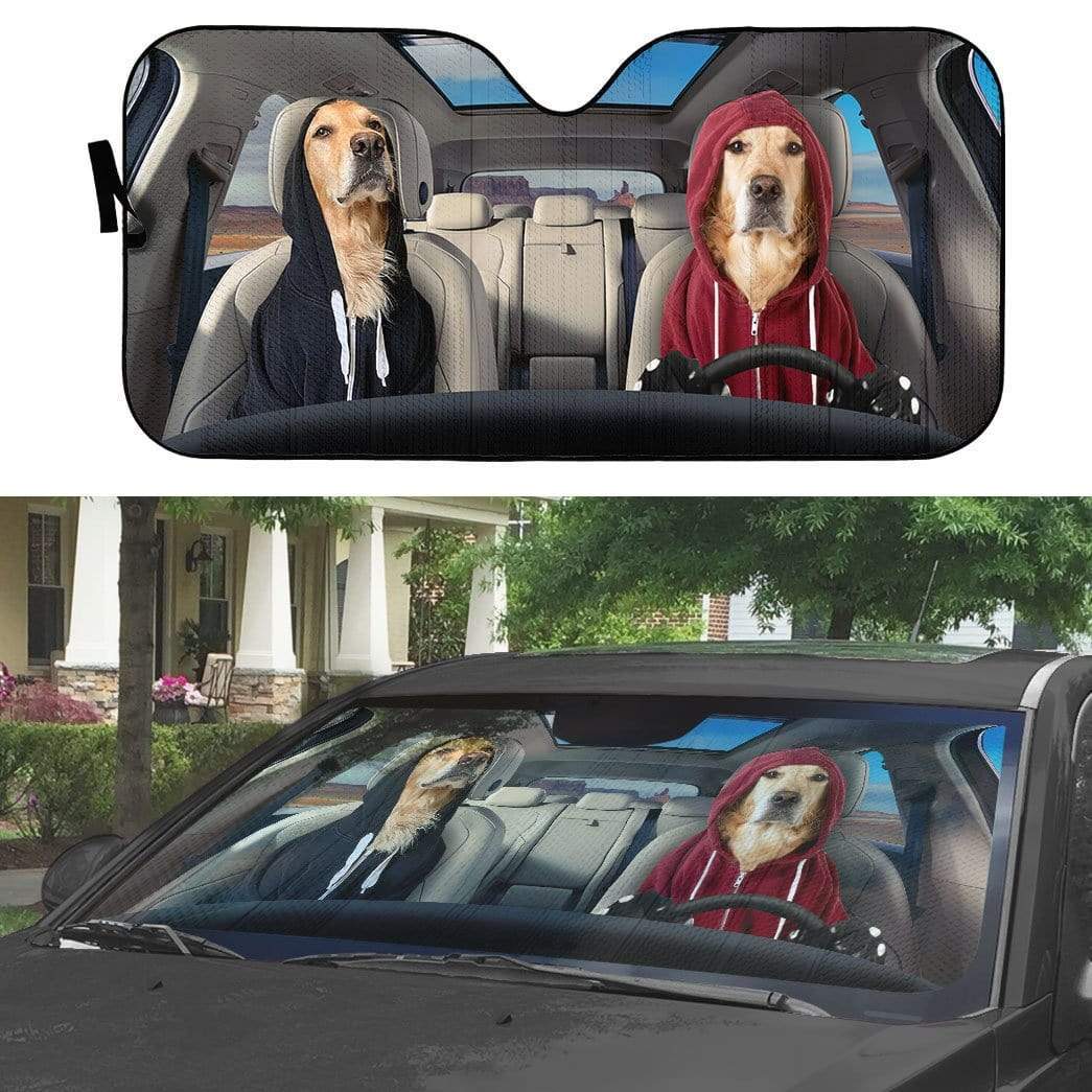 Gearhumans 3D Hoodie Golden Retrievers Custom Car Auto Sunshade