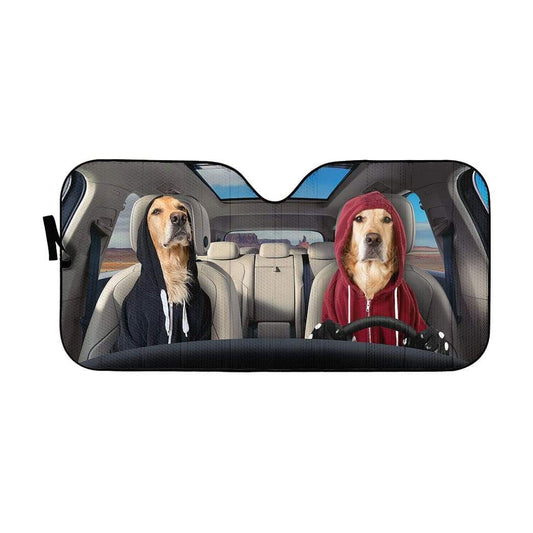 Gearhumans 3D Hoodie Golden Retrievers Custom Car Auto Sunshade