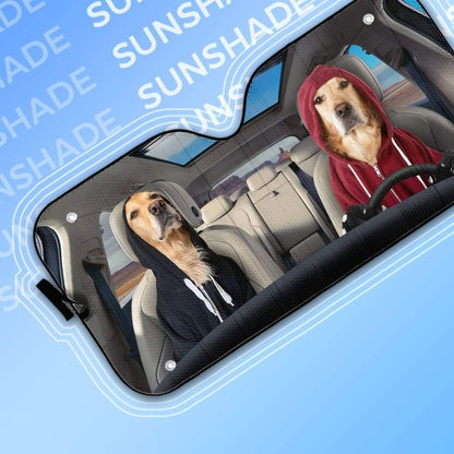 Gearhumans 3D Hoodie Golden Retrievers Custom Car Auto Sunshade