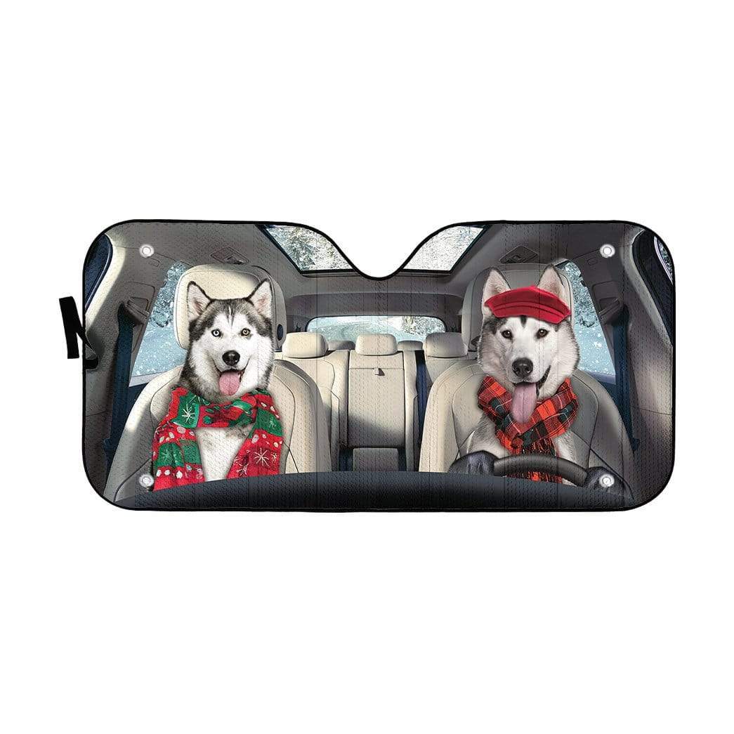 Gearhumans 3D Husky Dog Custom Car Auto Sunshade