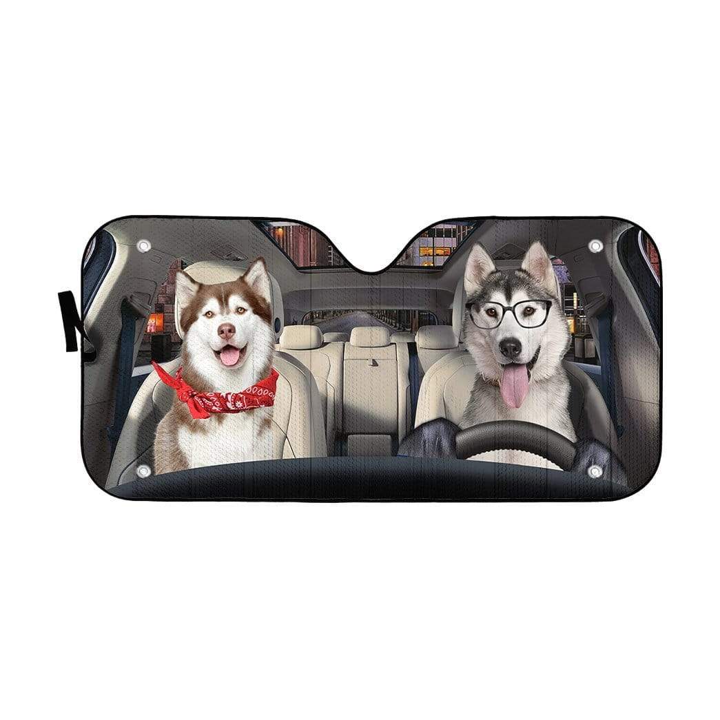 Gearhumans 3D Husky Dog Custom Car Auto Sunshade