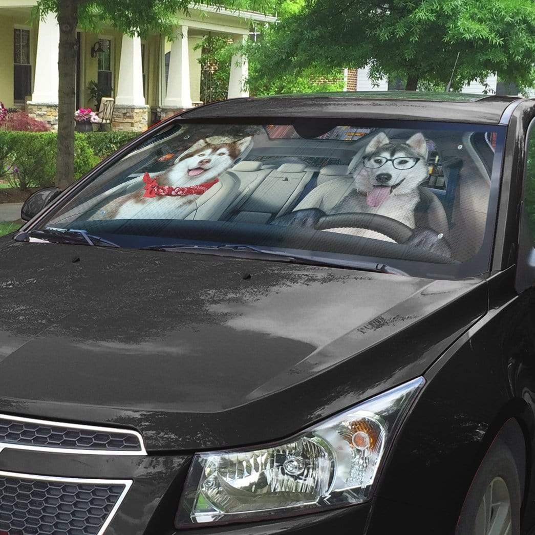 Gearhumans 3D Husky Dog Custom Car Auto Sunshade