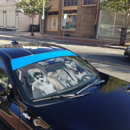 Gearhumans 3D Husky Puppies Custom Car Auto Sunshade