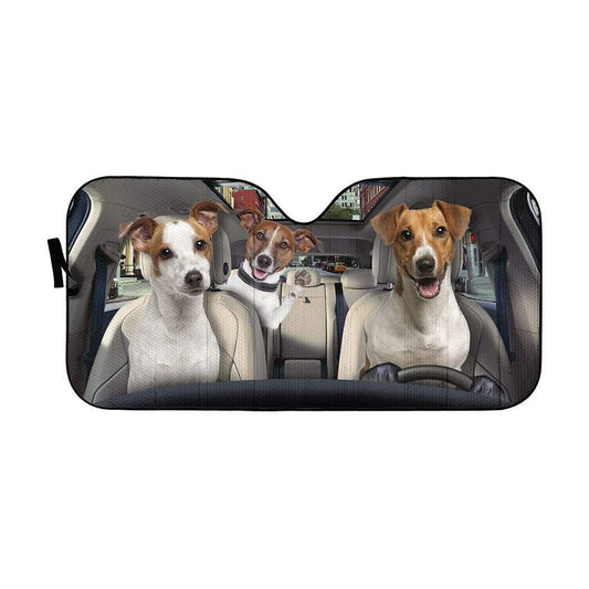 Gearhumans 3D Jack Russell Terrier Custom Car Auto Sunshade