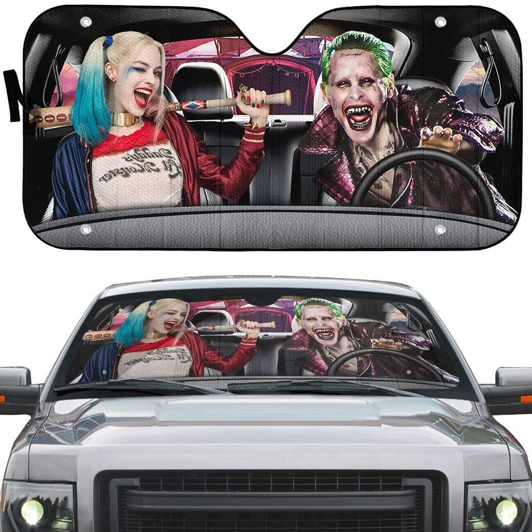 Gearhumans 3D Joker & Harley Quinn Custom Car Auto Sunshade