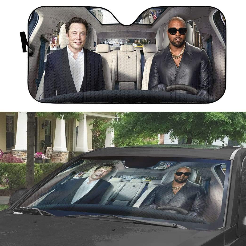 Gearhumans 3D Kanye And Musk Custom Car Auto Sunshade
