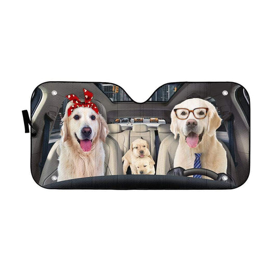 Gearhumans 3D Labrador Retriever Family Custom Car Auto Sunshade