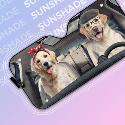 Gearhumans 3D Labrador Retriever Family Custom Car Auto Sunshade