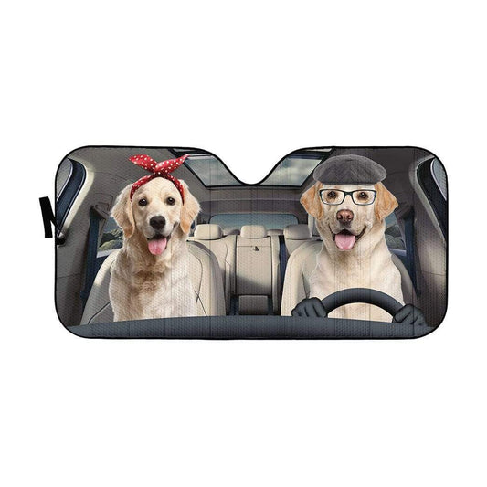 Gearhumans 3D Labrador Retriever Family Custom Car Auto Sunshade