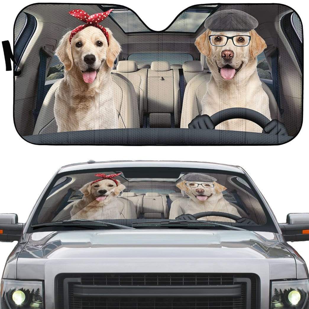 Gearhumans 3D Labrador Retriever Family Custom Car Auto Sunshade