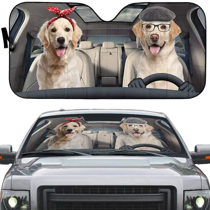 Gearhumans 3D Labrador Retriever Family Custom Car Auto Sunshade